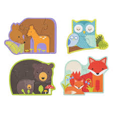Beginning in the 18th century, jigsaw puzzles were created by painting a picture on a flat, rectangular piece of wood, then cutting it into small pieces. Forest Babies Beginner Jigsaw Puzzles Set Of 4 Age 2 Closs Hamblin