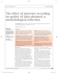 And when it comes to job interviews, that first impression can make or break your chances at landing the job. Pdf The Effect Of Interview Recording On Quality Of Data Obtained A Methodological Reflection