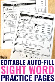 Printable dashed cursive script alphabet practice. Editable Sight Word Worksheets A Teachable Teacher