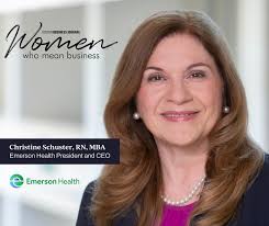 We are excited to share that the @Boston Business Journal will honor  Christine Schuster, RN, MBA, Emerson Health President and CEO at the 2024  Women Who Mean Business awards. Emerson is proud