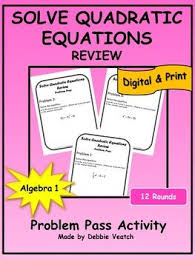 Solve Quadratic Equations Review Problem Pass Activity Digital And Print Twelve Rounds Provide Revi Solving Quadratic Equations Quadratics Quadratic Equation