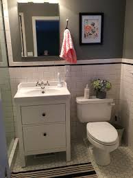 Small Bathroom With Ikea Sink And Hemnes Cabinet More Bathroom Interiors Https En Ikea Club Org Small Basement Bathroom Diy Bathroom Vanity Bathroom Vanity
