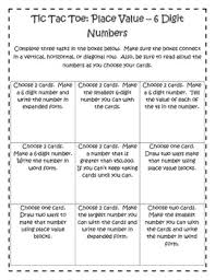 Maybe you would like to learn more about one of these? Place Value Tic Tac Toe 6 Digit Numbers By Third Grade Fun Tpt