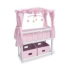 Bitty Baby Changing Table Accessories Wood Crib With Baskets And Musical Mobile For 22 Dolls In 2020 Doll Crib Baby Doll Furniture Baby Doll Crib