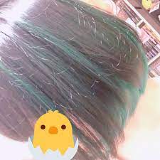 緑の範囲広すぎてドン引きされてちょっと後悔笑笑 1ヶ月もしたら色無くなるから許されるかな 前回染めた時の美容師さん ブリーチが好みすぎて自分で色入れてもめっちゃくちゃ可愛い ˊᵕˋ マニパニ エンチャンティッドフォレスト メッシュ インナーカラー