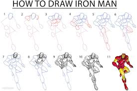 How To Draw Iron Man Step By Step Drawing Tutorial With Pictures Cool2bkids Iron Man Drawing Iron Man Drawing Easy Spiderman Drawing