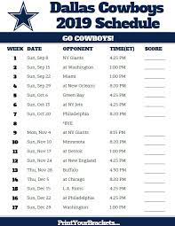 Printable Dallas Cowboys Schedule 2019 Season Dallas Cowboys Schedule Cowboys Schedule Dallas Cowboys