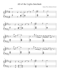 print and download in pdf or midi all of the lights interlude all of the lights interlude kanye west piano in 2021 piano tutorials music chords all of the lights