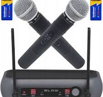 2x BEZPRZEWODOWY MIKROFON +ODBIORNIK STACJA ZASIĘG 50m KARAOKE WOKAL ZESTAW
