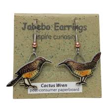 Strips of discarded paper and cloth as with most wren nests, the nest chamber is usually lined with feathers. Cactus Wren Earrings Jabebo Jewelry