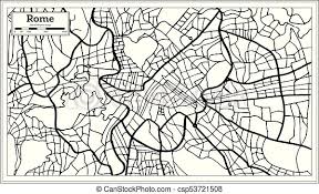 Simple black and white outline map indicates the overall shape of the regions. Rome Italy City Map In Black And White Color Hand Drawn Vector Illustration Canstock