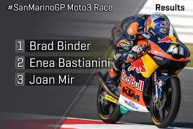 The 2016 moto3 world champion will make the jump to binder joins a growing roster of bell ambassadors currently wearing the pro star, including cameron beaubier, william dunlop and josh herrin among. Motogp Moto3 Brad Binder 41 Enea Bastianini Facebook