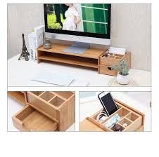 L shaped desk gaming l shaped desk, 51 l shape corner computer desk, gaming desk table with large monitor riser stand for home office, sturdy writing workstation, office desk with shelf. Bamboo Pc Laptop Monitor Riser 2 Shelves Drawer A Stationery Slot