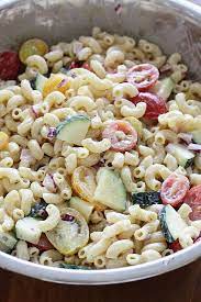 Summer Macaroni Salad With Tomatoes And Zucchini Recipe Summer Macaroni Salad Summer Pasta Salad Food