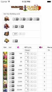 troops and spells cost calculator time planner for clash of