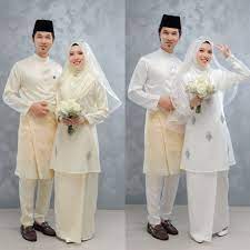 Latest baju kurung in malaysia. Couple Baju Nikah Cream Dan Offwhite Kurung Pahang Arra Shopee Malaysia