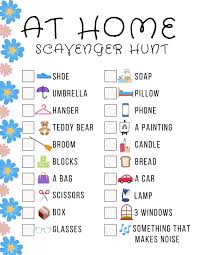 Here's a list of 20 different things for teams to take a photo of Cheer Up A Day Stuck At Home With This Fun Indoor Scavenger Hunt With Free Printable