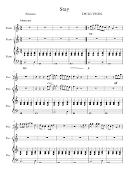 Stay Rihanna Sheet Music For Piano Mixed Trio Musescore Com