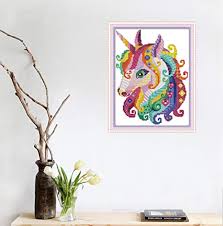 Model was stitched on 14 ct wheat rustico aida using dmc floss. Cross Stitch Needlepoint Kits Cross Stitch 11ct 11x15 Inch Holiday Gift Pre Printed Cross Stitching Starter Patterns For Beginner Kids Or Adults Embroidery Stamped Kits Unicorn In Garden Pricepulse