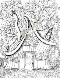 I created the drawing by hand with pen and ink, then i digitized the image and converted it to pdf, jpg and png formats. Fairy Houses And Fairy Doors Vol 3 And 4 Individual Coloring Etsy Fairy Coloring Pages Fairy Coloring Printable Coloring Book