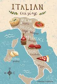 Carte Culinaire Illustree De L Italie Italy Map Food Map Italy Travel