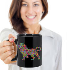 Cute Lion Mug Colorful Pixel Ceramic Coffee Mug