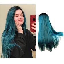 In the bowl filled with the vinegar mixture, soak your hair. Eseewigs Long Dark Root Blue And Green Mixed Color Ombre Two Tone Cosplay Party Wig Heavy Full Straight Lace Front Heat Resistant Synthetic Hair Wig For Women 24inch Buy Online In Angola