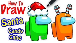 This is an awesome tutorial for drawing. How To Draw Among Us Santa Candy Cane Youtube