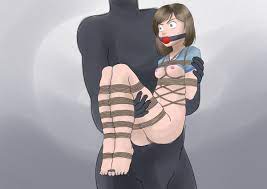 angry angry face arms behind back ball gag bondage bridal carry  carried away crotch rope disney exposed breasts exposed legs feet tied feet  together gag gagged grey eyes imminent