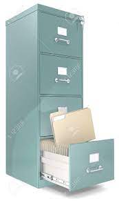The filing cabinet drawer has to slide on a track, and sometimes the drawer can fall down below the track. File Cabinet Classic File Cabinet With Lock One Open Drawer Stock Photo Picture And Royalty Free Image Image 21012782