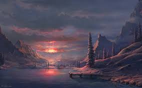 Hd Wallpaper Drawing Sunset Snow Winter Trees Mountains Clouds Hd Digital Artwork Wallpaper Flare Nikki frumkin mountain artist on instagram: drawing sunset snow winter trees
