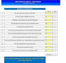 Nutrition Diet Questionaire Weight Loss
