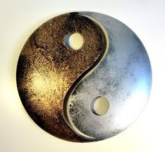 Yin Und Yang Gold Silber Pulverbeschichtetes Metall Wanddekoration Fur Innen Und Aussen Wetterfest Und Rostfrei Symbol Fur Daoismus Taoismus M Yin Und Yang