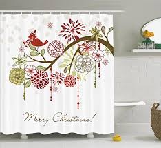 Merry Christmas Shower Curtain Christmas Bathroom Curtains By Ambesonne Fabric Shower Curtai Christmas Shower Curtains Tree Shower Curtains Bathroom Decor Sets