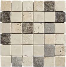 Mosaique Travertin Mix Gris 4 8 X 4 8 Travertin Mosaique Chantier