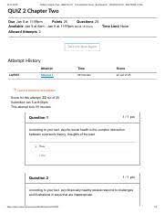 The health curriculum includes making healthy choices, overall wellness . Quiz 1 Chapter One Health 011 Prin Healthful Livng Buchanan D Winter 2017 Section 7069 Pd 8 32 Am Quiz 1 Chapter One Health 011 Prin Course Hero