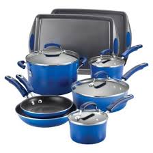 Rachael Ray Porcelain Ii Nonstick 12 Piece Set Blue Gradient Rachael Ray Cookware Set Cookware Set Cookware And Bakeware
