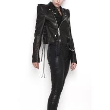 Unravel Leather Biker Jacket With Shoulder Pad 2 350 Liked On Polyvore Featuring Outerwear Jackets Real Leather Jacket Riders Jacket Leather Biker Jacket