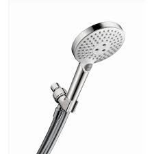 Hansgrohe 3 Spray 4 9 In Single Wall Mount Handheld Rain Shower Head In Chrome Grey Shower Arm Chrome Shower