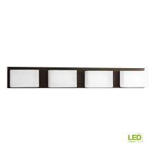 Shop from bathroom vanity lighting, like the tech lighting finn bath light or the expression 5 led bath wall sconce, while discovering new home products and designs. Progress Lighting Ace Led Collection 4 Light Antique Bronze Etched Glass Modern Led Bath Vanity Light P2145 2030k9 The Home Depot