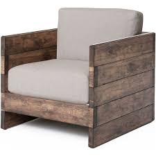 Watson Modern Rustic Lodge Chunky Wood Oak Square Arm Chair Wooden Accent Chair Wooden Pallet Furniture Pallet Furniture