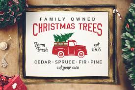 Free transparent christmas vectors and icons in svg format. Vintage Christmas Tree Truck Sign Svg Magnolia Tree Farms 142149 Cut Files Design Bundles
