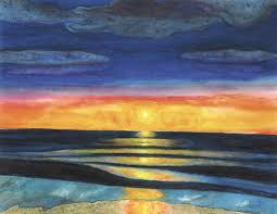 We take it step by step to be able to blend a clean pretty sunset sky that is reflected in the water below. Ocean Watercolor Paintings