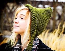 Pixie Hat Pattern Woodland Hooded Bonnet Womens Winter Hats Knitted Beanie 