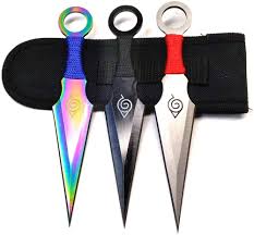 The kunai throwing blades are amazingly similar to weapons seen in the popular anime series. Amazon Com Avias Knife Supply 6 5 Inch 3 Piece Stainless Steel Ninja Throwing Knife Set With Sheath Assorted Sports Outdoors