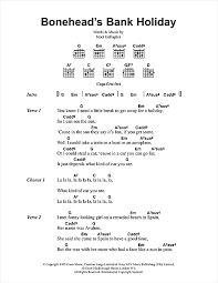 Oasis Bonehead S Bank Holiday Sheet Music Pdf Notes Chords Rock Score Guitar Chords Lyrics Download Printable Sku 41701