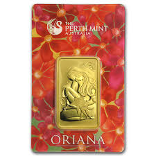 1 Oz Gold Bar Perth Mint Oriana Design In Assay Sku