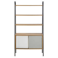 Regal Mit 2 Schiebeturen Hellgrau Und Weiss Idylle Maisons Du Monde White Shelving Unit Shelving Unit White Shelves