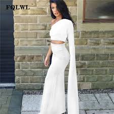 This dress features a center back zipper and a sweetheart neckline which falls into short puffed sleeves. Fqlwl One Off Shoulder White Long Maxi Dress Elegant Long Sleeve Two Piece Bodycon Sexy Dress Club Wear Women Party Dresses 2018 Dresses Aliexpress