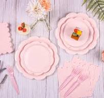 Amazon.com: Houuqe 96 Pcs Pink Paper Plates and Napkins Set ...